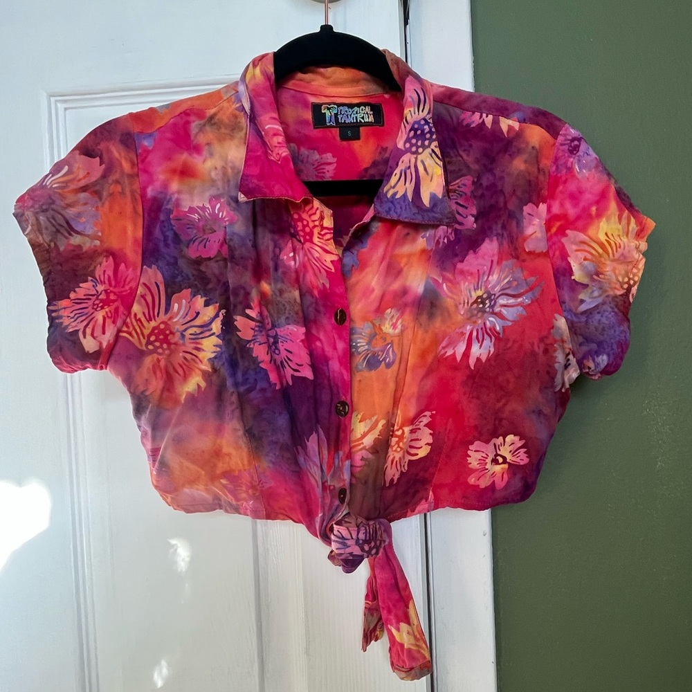 Tropical Tantrum Hawaiian cropped shirt